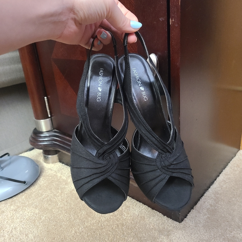 Black strap heels